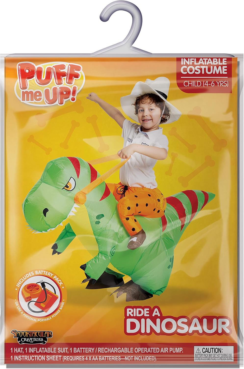 Spooktacular Creations Halloween Inflatable Costume Ride a T-rex Dinosaur Air Blow-up Deluxe Halloween Costume - Child (4-6 Yrs): Clothing