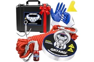 Grtard 1200LBS Magnet Fishing Kit with Case, Super Strong Neodymium Fishing Magnets Heavy Duty, Complete Fishing Magnet Kit w