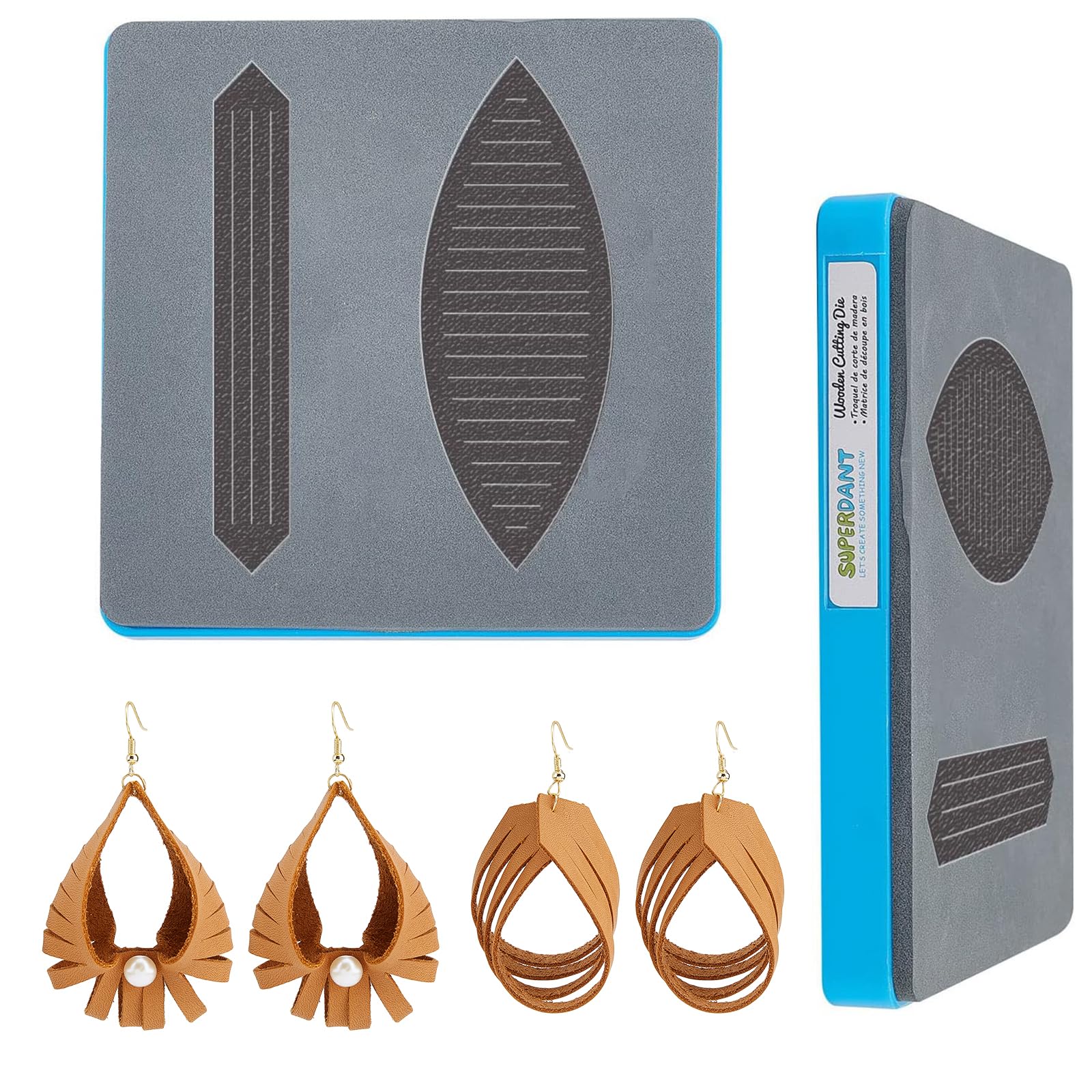 SUPERDANT Tassel Leather Cutting Die 2 Shapes Earring Leather Template Fringe Cut Wooden Die Cutting Mold Drop Dies Cutting Mold Die Cutter for DIY Art Crafts Fabric Accessory Earring Jewelry Making