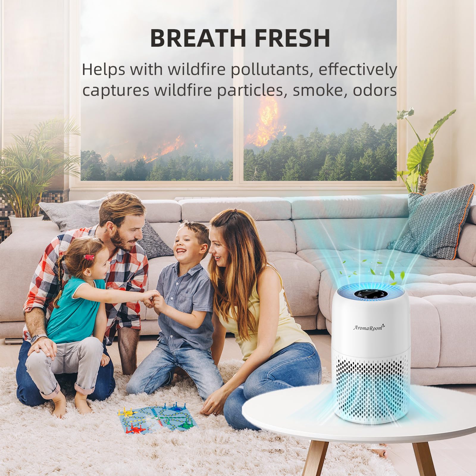 AromaRoom Air Purifiers for Bedroom with True HEPA13 Filters 3-in-1, Pet Air Purifier with Aroma Pad for Wildfires Smoke Pollen Dander, 22dB Quiet Air Cleaners for Baby Room Office Dorm