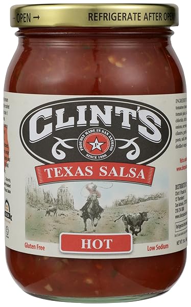 CLINTS SALSA TEXAS HOT, 16 OZ