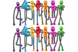 YAHAZORR Strong Suction Pop Tubes Robot Fidget Toys 14 Pcs Easter Baskets Bulk Gifts Sensory Toys for Autism Kids Stretchy Fl
