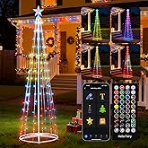 Brightown Smart Christmas Cone Tree LED Light, 8FT 191 LED Music Sync with Remote APP and Local Control, Pattern and Text Displayable, 16 Million Colors Light Show Tree for Indoor Outdoor Decorations