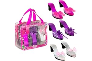 PRINCESS EXPRESSIONS Expressions 3-Pack Set of Dress Up Royalty Kids Heels - Bright Colored Princess Dress Up Shoes, Pretend Play High Heels -Toddler Size 7-10 Metallic/Silver