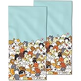 CXULIN Cute Cat Hand Towels Set of 2,Family Cats Fingertip Towel Polyester Cotton Soft Bath Hand Towels for Bathroom Kitchen Hotel Spa Hand Towels 14"X28"