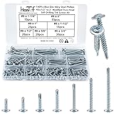 HanTof 140 Pcs Blue Zinc Self-Drilling Screws for