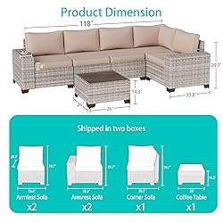 Muphyers 6-Piece Outdoor Patio Furniture Set Wicker