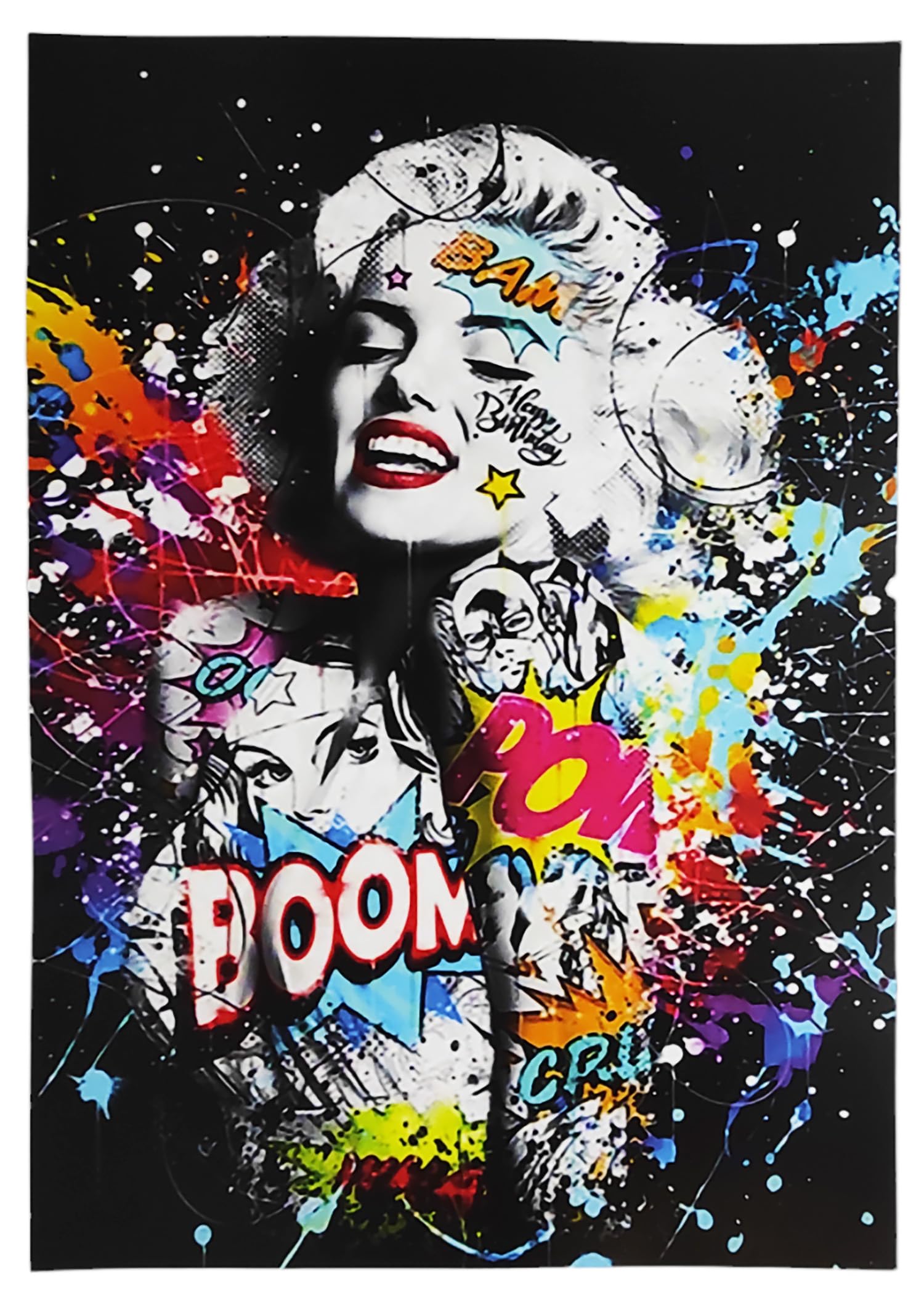 KUSTOM ART Wall Decorative Poster, 42 x 30 cm, Pop Art Version, Marilyn Monroe Wall Art Print on Coated Paper, Unframed, Bedroom Kitchen Living Room Art