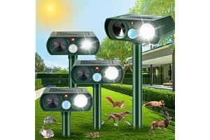 JAHY2TECH 4 Pack Ultrasonic Animal Repeller Outdoor,Solar Animal Repeller with Motion Sensor Deer Repellent Devices Animal Deterrent to Scare Cat Squirrel Raccoon Dog Coyote Skunk Rabbit Deer Out of Yard Farm