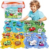 VESPRO 4 Series Toddler Car Track Set, 68PCS Kids