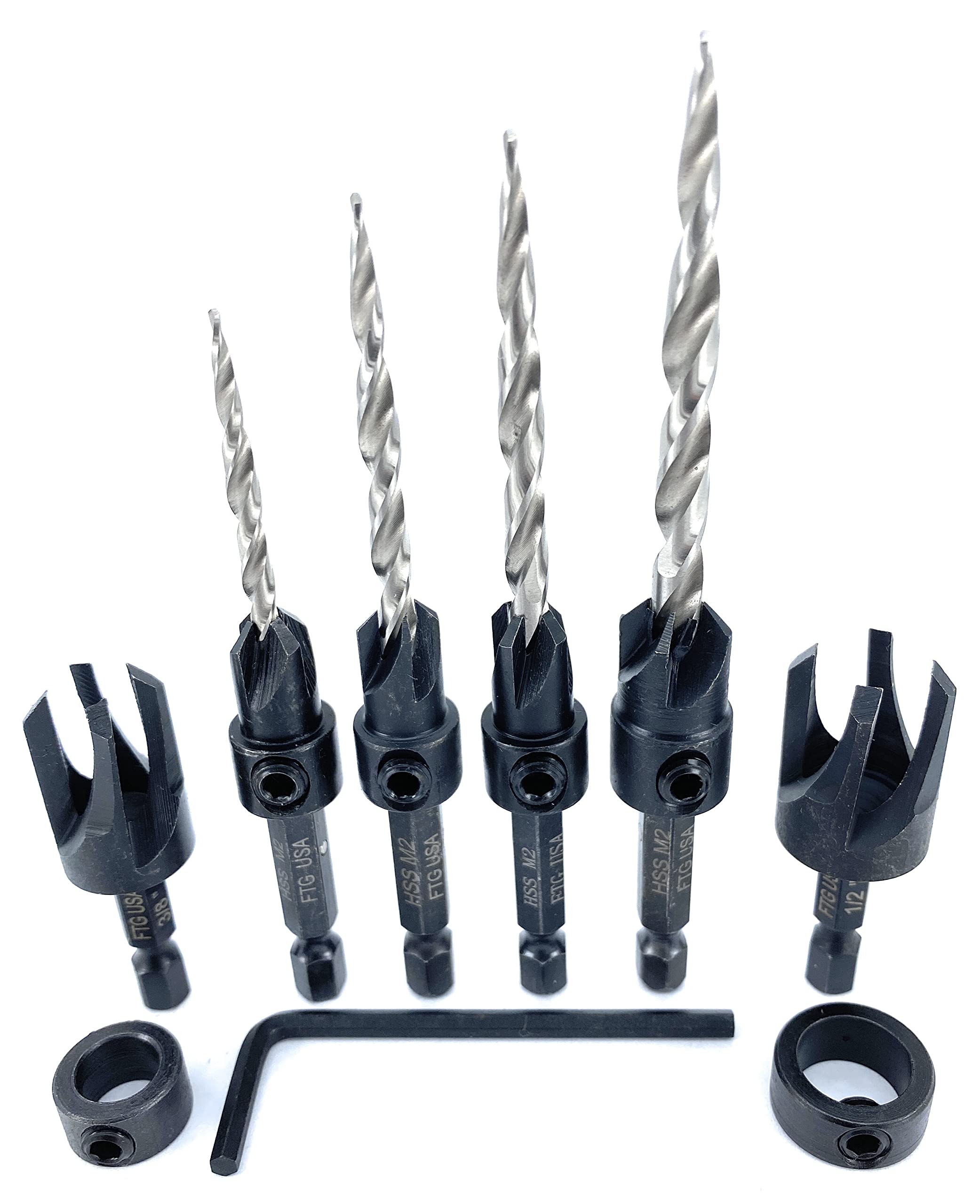 FTG USA Wood Countersink Drill Bit Set 681012 Countersink Tapered