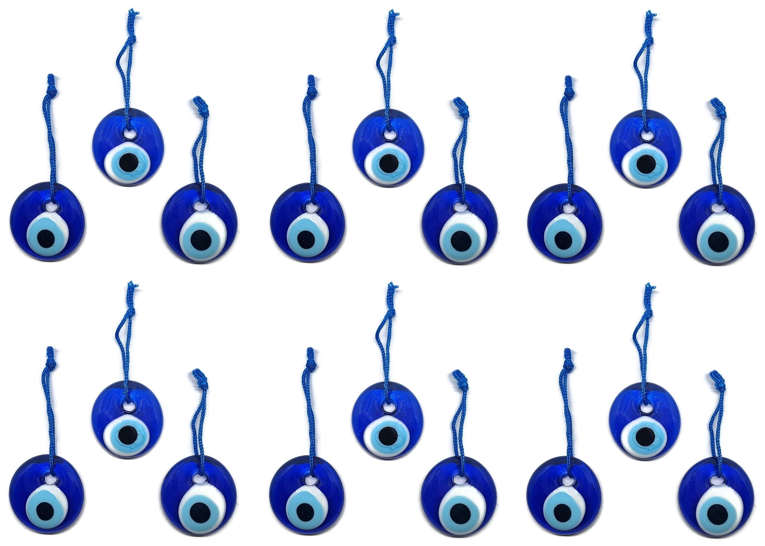Turkish Hanging Glass Evil Eye Blue Good Luck Charm 4cm Diameter With Water and Thread, Nazar Boncuk (18)