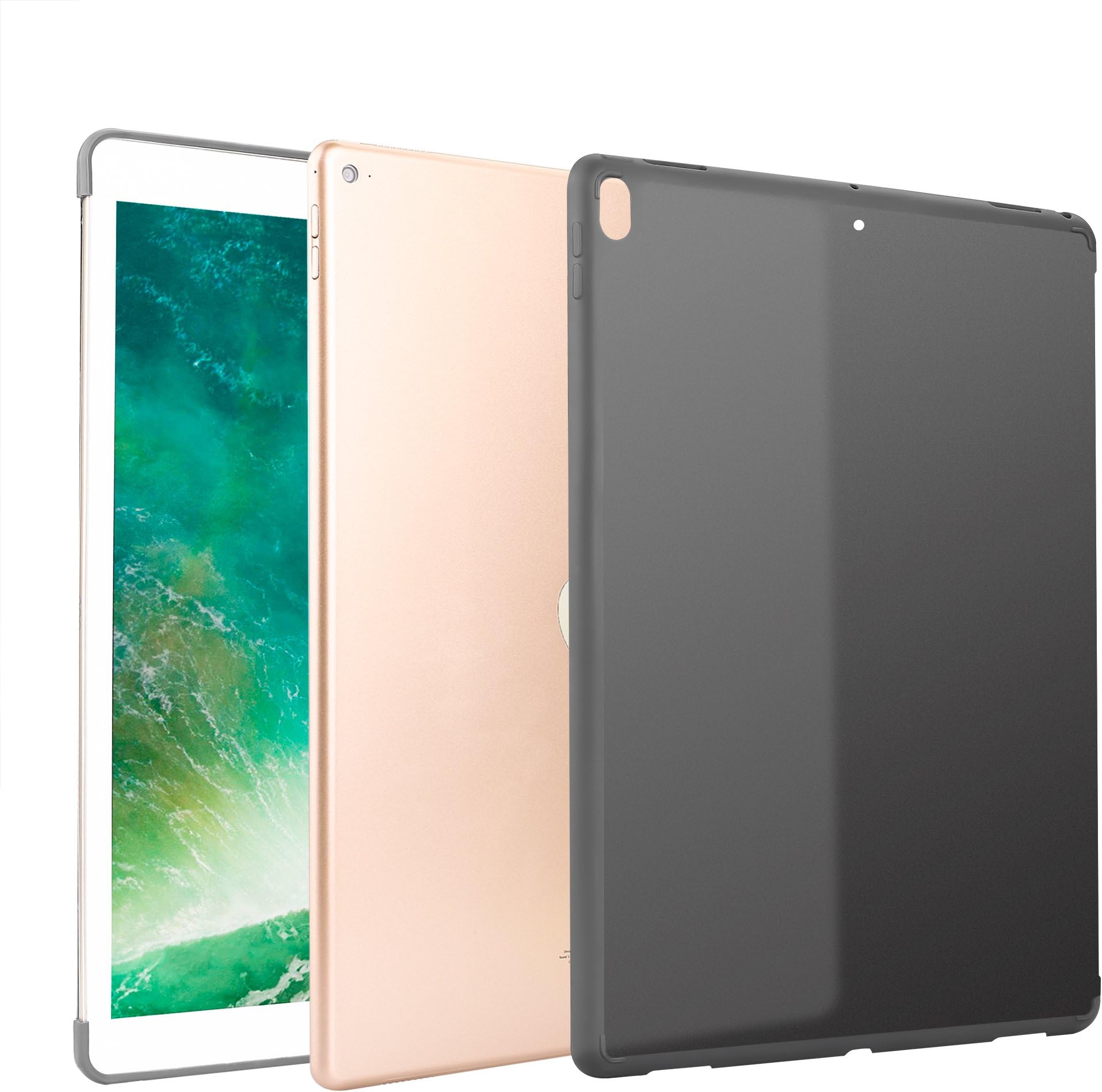 Apple iPad Pro 12.9 Inch Cover Semi-Transparent Ultra Thin Edge Protection Case with Reinforced Rubber Edges for A1670 A1671 - Transparent Black