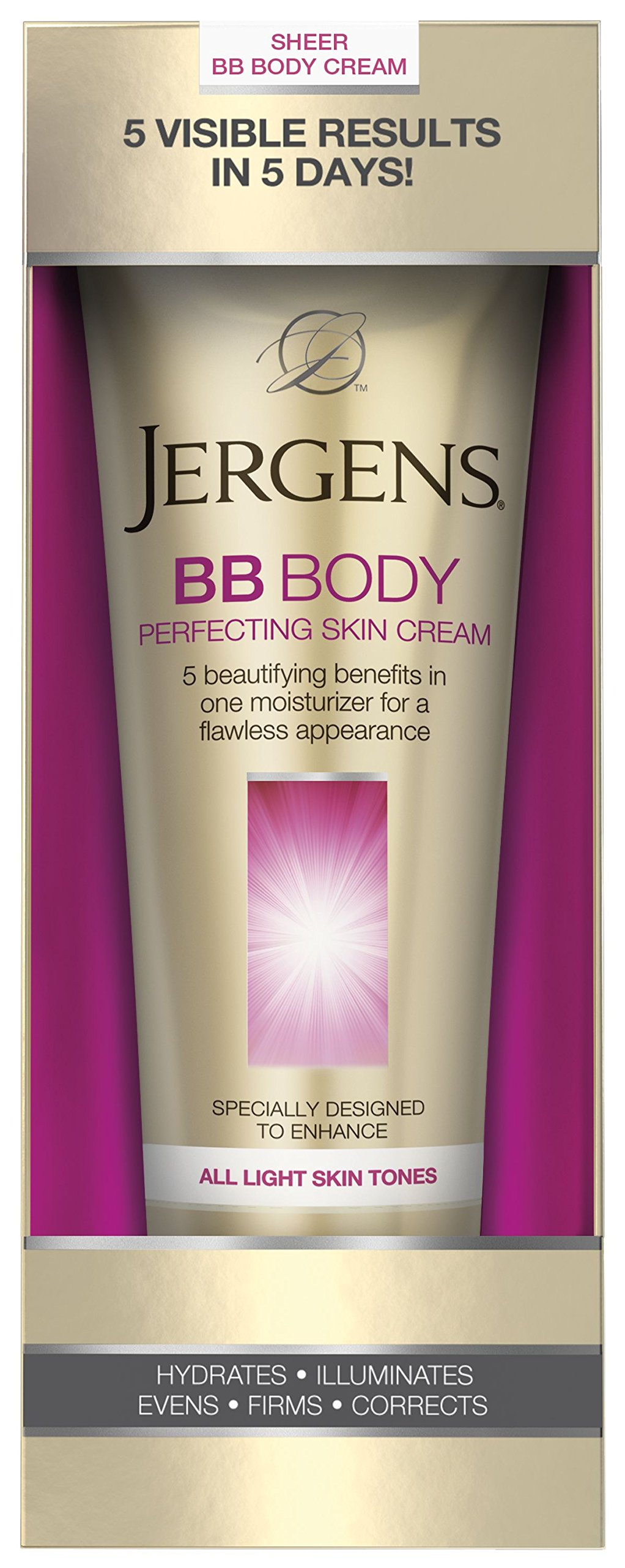 Jergens BB Body Perfecting Skin Cream, All Light Skin Tones, 7.5 Ounces
