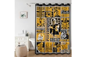 DKEAQZ Football Shower Curtain, Sport Style Curtain Gifts for Team Fans, Sports Home Bathroom Decor with Hooks 60x72Inch