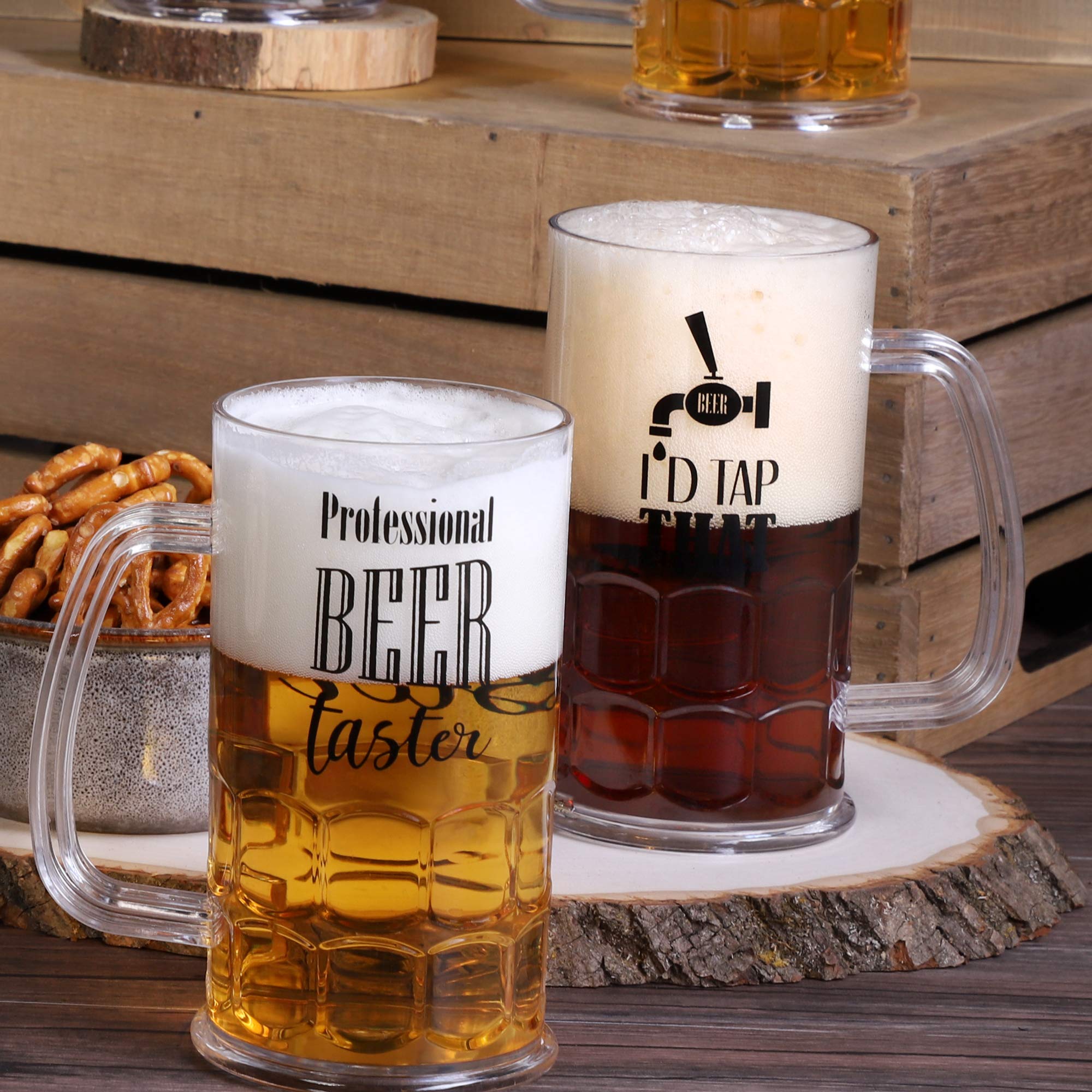 Juvale6PackShatterproofBeerMugswithHandlesFunnyDrinkingQuote