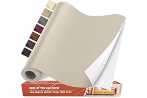 Yikda Self Adhesive Leather Repair Patch Kit, 31.5 in x 16 in Large Vinyl Leather Repair Tape for Furniture, Car Seat, Couch, Sofa, Chair Beige