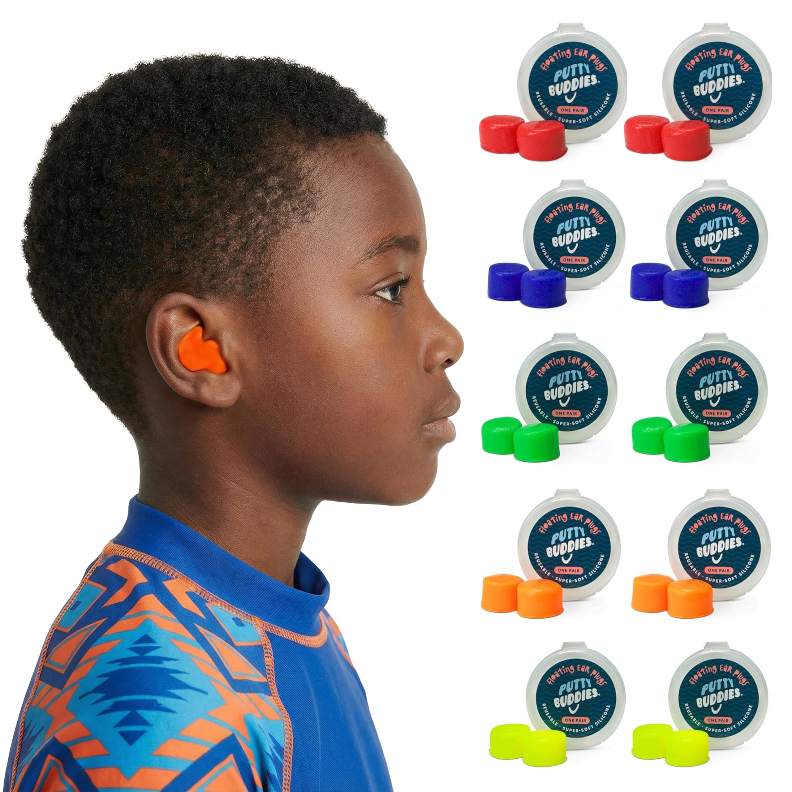 Putty Buddies Floating Earplugs for Swimming & Bathing (Invented by Physician) Keep Water Out (10-Pair) Assorted