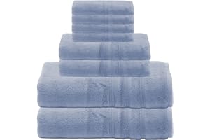 Mosobam Luxury Turkish 8pc Towel Set 30X58 16X30 13X13 Allure Blue 700 GSM Bamboo Viscose & Aegean Turkish Combed Cotton