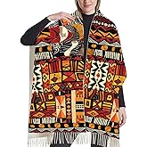 Aposwow African Tribal Scarf Women, Imitation Cashmere Soft Shawls Wrap for Woman, Birthday Present for Friends Mother Christmas Thanksgiving (78.7 X 27.5 Inches)