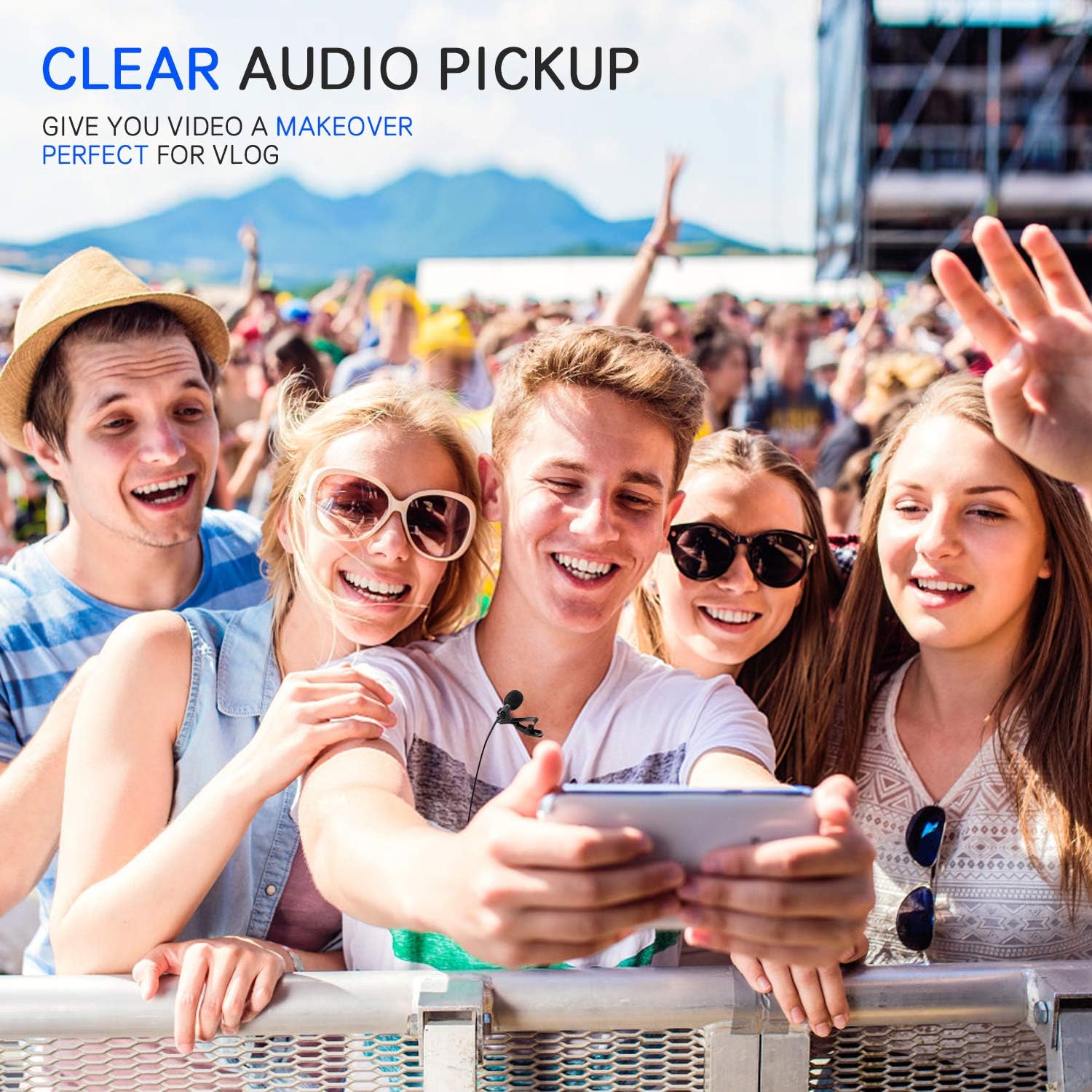 AZ ALLZO Lavalier Lapel Microphone, Omnidirectional Condenser Microphone for iPhone, Android Smartphone, Easy Clip-on, Professional Mini Gaming Mic, Perfect for Interview, YouTube, Podcast, Recording: Home Audio & Theater