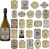 24 Pieces Wine Bottle Labels, Creepy Halloween Stickers for Wine Beer | Chilling Vampire Zombie Blood Apothecary Poison Pumpkin Spider Juice Waterproof Decals Labels, 24 Patterns
