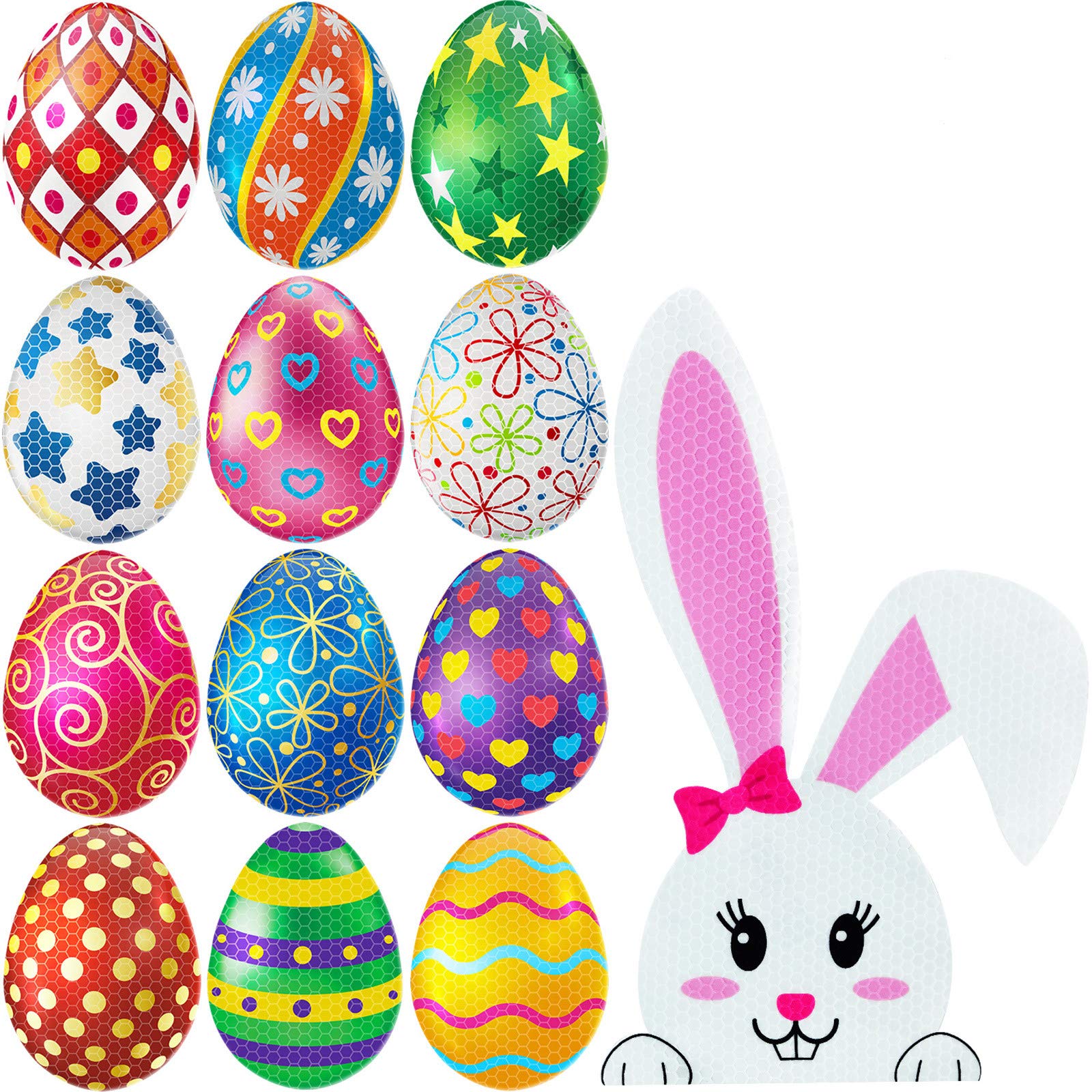 Photo 1 of 13 Pieces Easter Magnet Cute Egg Rabbit Reflective Magnetic Sticker Bunny Magnet for Easter Day, Car, Refrigerator, Mailbox Decorations