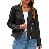 Glamaker Womens Faux Suede Jackets Long Sleeve Casual Cropped Zipper Biker Moto Jacket Fall Winter Outfits