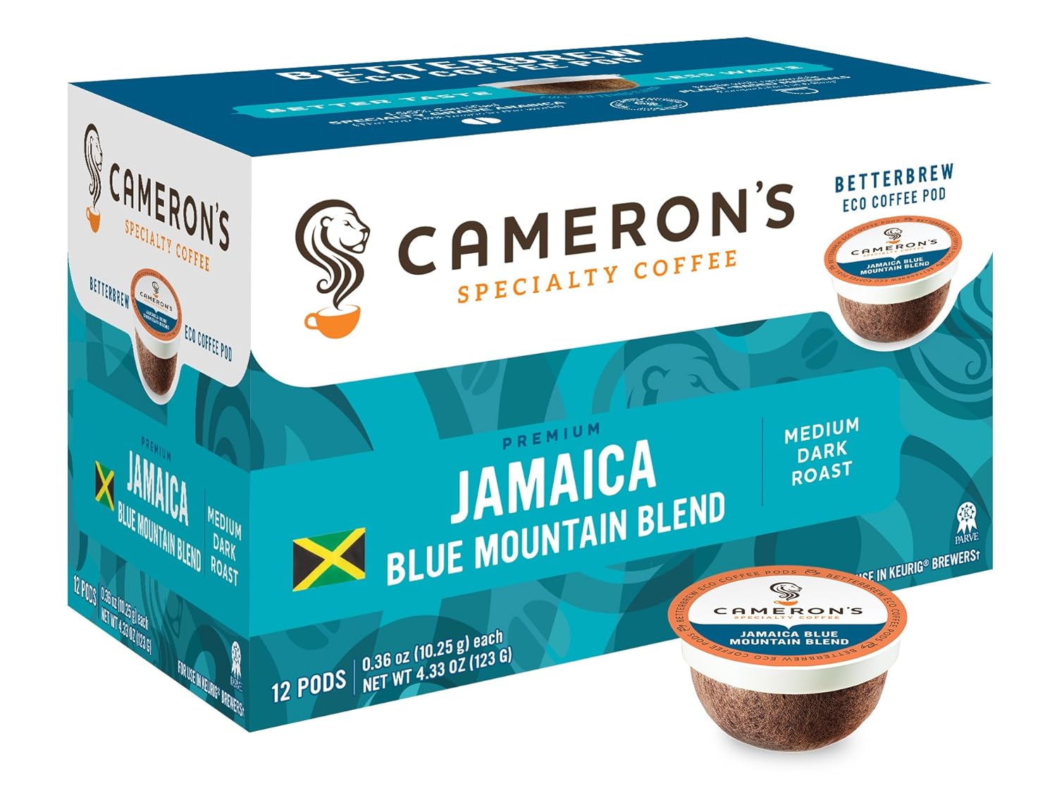 Cameron's Coffee Single Serve Pods, Jamaica Blue Mountain Blend, 12 Count