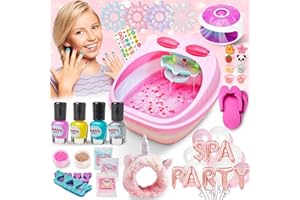 BUBBLY GIRLZ Kids Spa Day Kit for Girls, 42+ Piece Spa Toys with Waterfall Foot Spa, Nail Spa Kit, Pedicure and Manicure Accessories, Perfect Spa Kit for Girls Ages 6 7 8 9 10 11 12, Fun Birthday or Christmas Gift