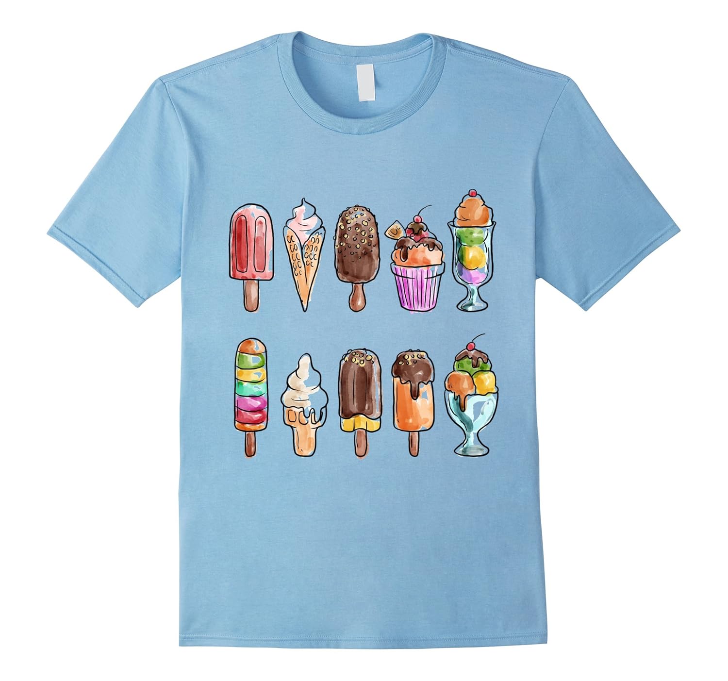 Ice Creams HandDrawn Watercolor Cool TShirtTD Teedep