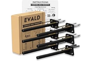 EVALD Hidden Floating Shelf Bracket | 6-Inch Heavy Duty Blind Shelf Support | Kitchen Shelf, Fireplace Mantel Bracket | Invisible Wall Mount Bracket for Home & Office | Floating Shelf Hardware 6 Pack