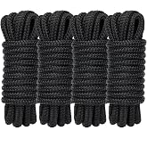PropelTech 4 Pack 3/8" x 15&rsquo; Boat Dock Lines for Boat &amp; Pontoon, Premium Marine- Grade Double Braided Nylon Dock Line, Pre-Spliced with a 12" Eyelet-Black,Boating Gifts for Men