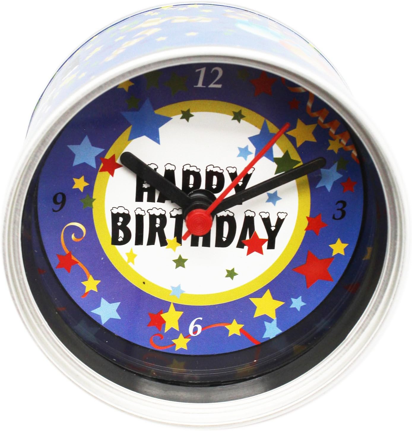Happy Birthday Themed Blue Can Clock Home & Kitchen