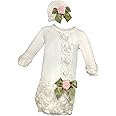 Stephan Baby Girl's Night Out Gown and Cap Set, White, 0-6 Months