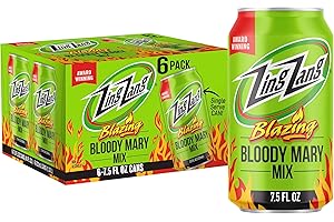 Zing Zang Blazing Bloody Mary Mix, Non-Alcoholic Cocktail Mixer, 7.5 Fl Oz Cans (Pack of 6)