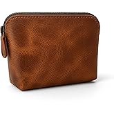 TheAntiq Full Grain Leather Cosmetic Bag – Zippered Makeup Pouch for Women, Small Travel Toiletry & Organizer Pouch for Purse, Premium Handmade Leather (5 × 4 × 2.5 in)