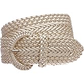 2 Inch Wide Hand Made Soft Metallic Woven Braided Round Belt
