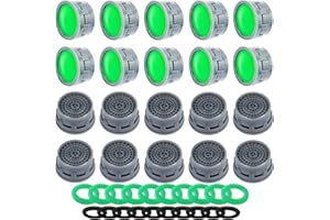 MOILINJAEY Faucet Aerator, 1.5 GPM Flow Restrictor Insert, Faucet Aerator Replacement Part for Bathroom or Kitchen Faucet Filter, Fits Male and Female Faucet Aerators with Washers (20 Pcs)