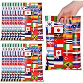 Supervitae 50 Pcs Flags of All Nations Plastic World Flag Goody Bags | International Party Favor Bags with Handles, Opening Sports Events Bar Clubs Celebration Tote for Traveler Geography Gifts