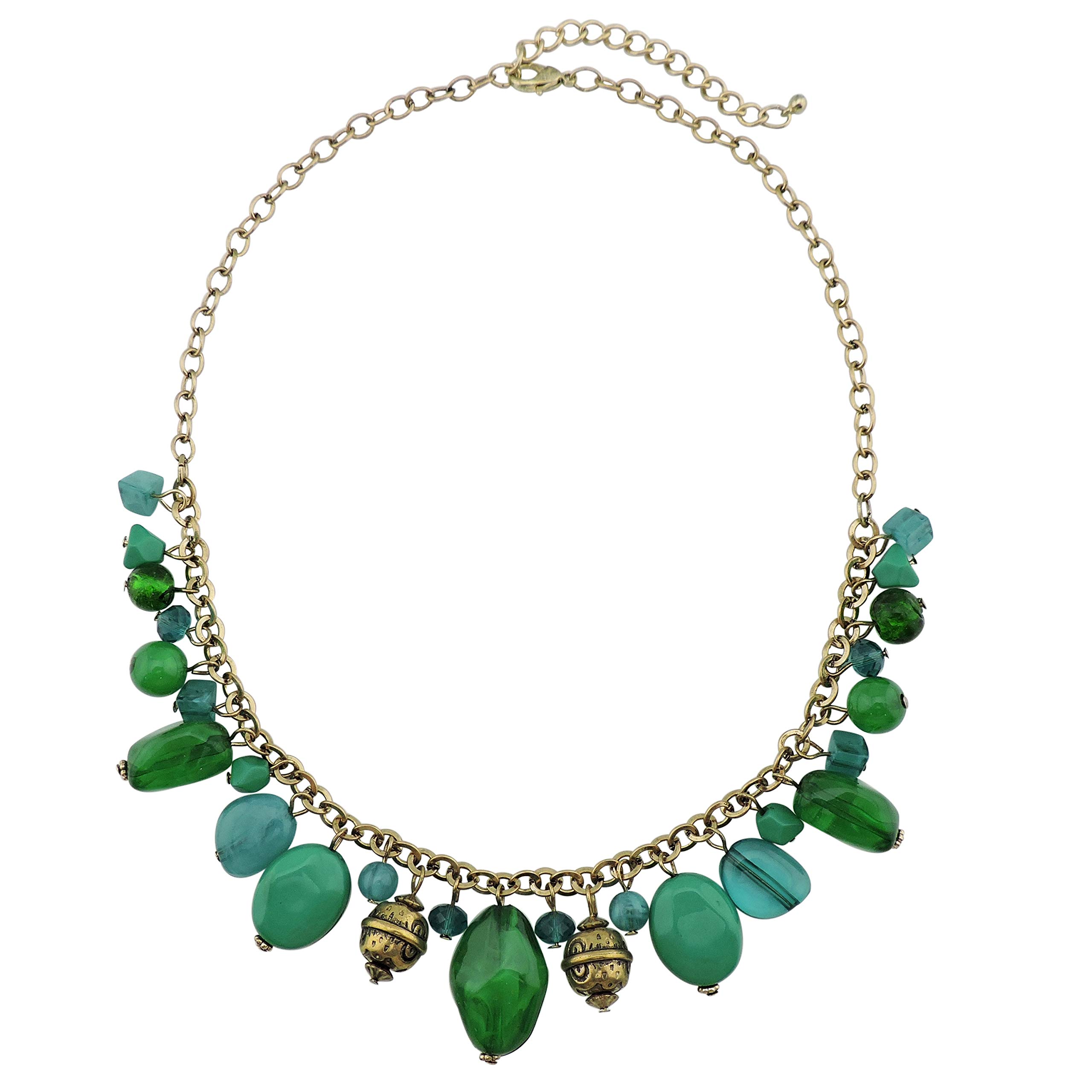 BOCAR Fashion Newest Chain Collar Pendant Beads Necklace (NK-10385-Emerald)