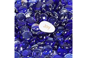 Ausluru 5LB Fire Glass Beads Flat Glass Marbles for Outdoor Fire Pit and Fireplace, Glass Gemstones for Vase Filler, Aquariums, Hydroponics Plants, Home Decor and Christmas DIY Craft, Cobalt