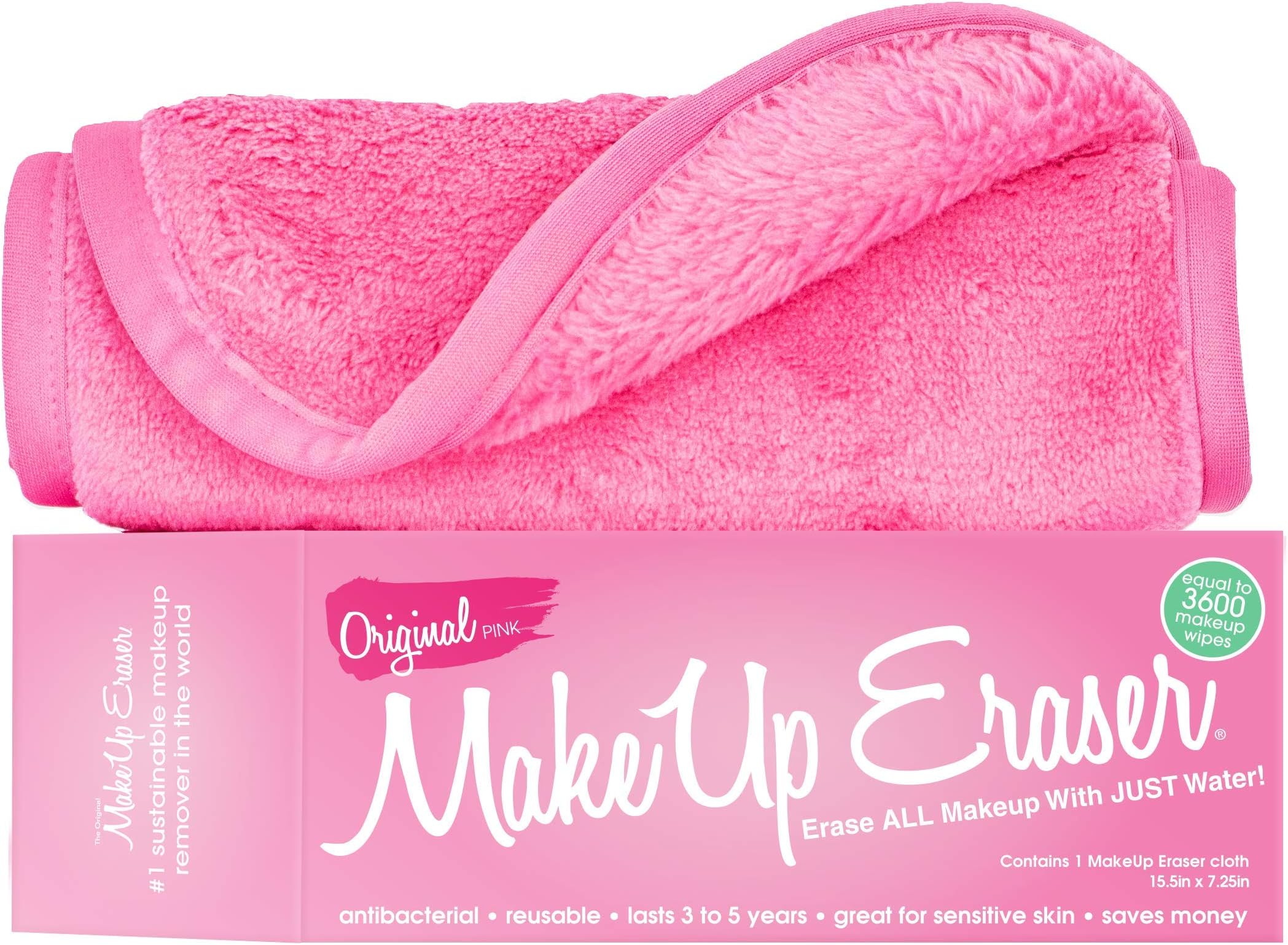 The Original MakeUp Eraser, Erase All Makeup With Just Water, Including Waterproof Mascara, Eyeliner, Foundation, Lipstick, and More (Original Pink)