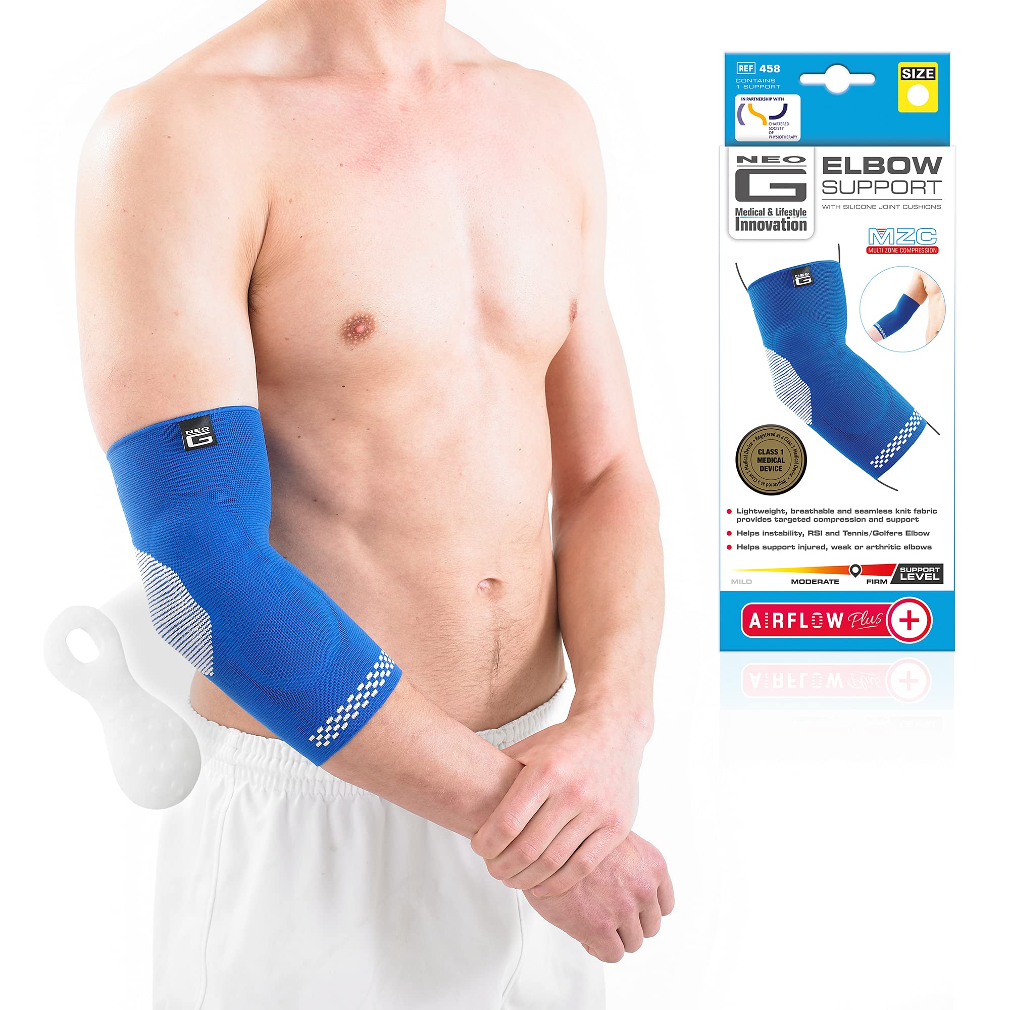 Neo-G Elbow Support Brace with Silicone Patella Cushion for Joint Pain Relief Tendonitis Sprains Tennis Elbow Golfers Elbow - Elbow Compression Sleeve - Airflow Plus - XL
