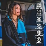Dryrobe Advance Waterproof Changing Robe Long Sleeve Kids 10-13 Black Blue view 2