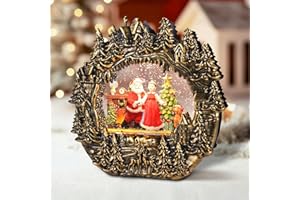 GLEXPFESTI Christmas Snow Globe Lantern Water Glittering Lantern with Santa Claus 8 Music Songs & 6H Timer Christmas Snow Globes USB & Battery Operated for Christmas Festival Decorations Gifts (Bridge-Santa)