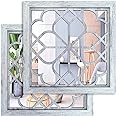 Wocred 2 PCS Square Wall Mirror,Gorgeous Rustic Farmhouse Accent Mirror,Rustic White Color Entry Mirror for Bathroom Renovation,Bedrooms,Living Rooms and More(12”x12”)