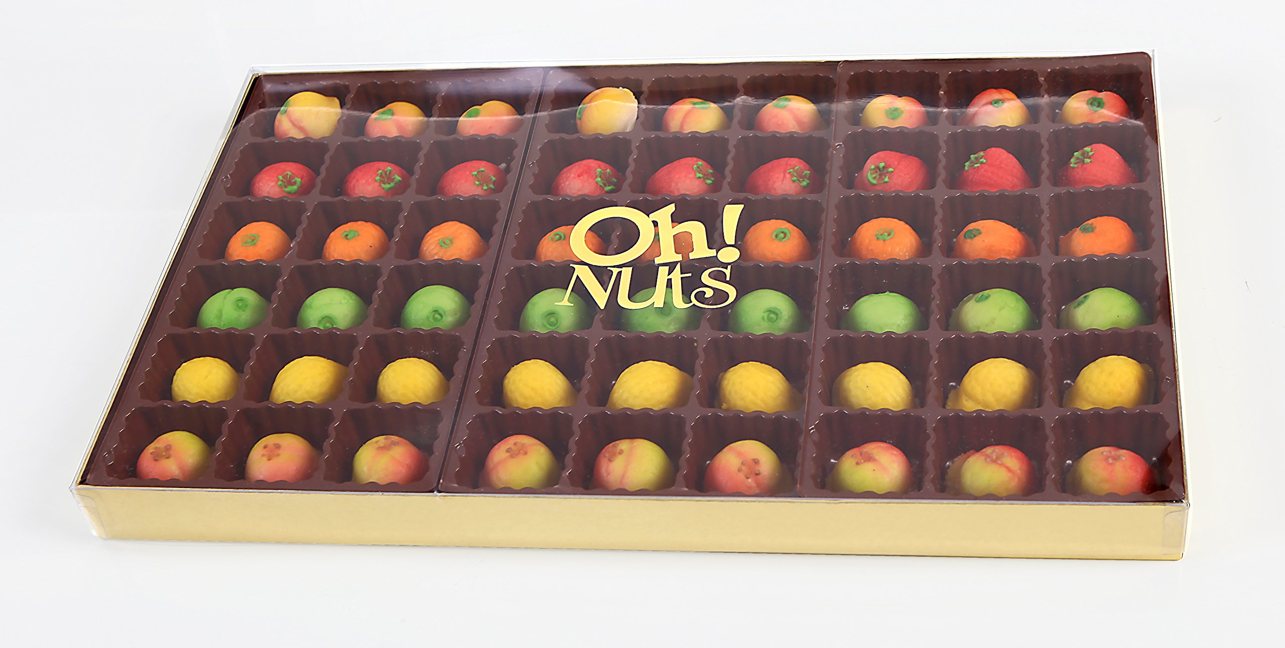 Oh! Nuts Fresh Gourmet Marzipan Candy Fruits Basket, 54 Piece Holiday