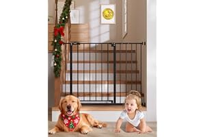 InnoTruth 29.5–40.75" Baby Gate for Stairs, 30" Tall Dog Gates for Doorways & Hallways, Safety Gate for Kids & Pets, Pressure-Mounted Walk-Through with Dual Lock & 2-Way Swing, Black