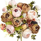 FiveSeasonStuff Mixed Pale Pink &amp; Tawny Brown Artificial Peony Set of 2 | Soft antique-inspired warmth; intertwine the two separate bouquets for a fuller, layered arrangement